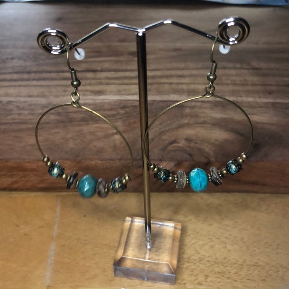 Jewelry - 3/$25 NWT Boho Turquoise Bead Round Drop Earrings